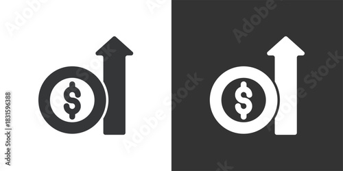 Currency Value Increase icon. Solid glyph series icon
