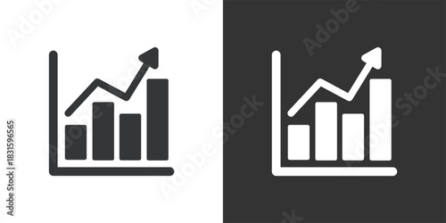 Bar Chart with Volatile Increase icon. Solid glyph series icon
