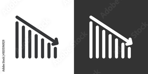 Bar Chart with Steady Decrease icon. Solid glyph series icon