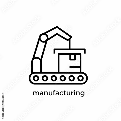 Manufacturing Icon Symbol Representing Industry and Production Processes