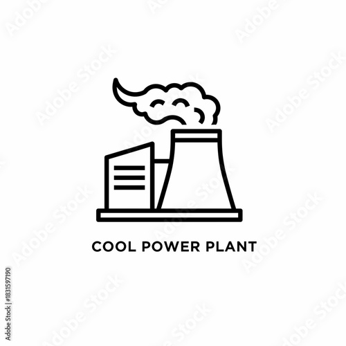 Minimalist Cool Power Plant Icon Clean Energy Generation Concept