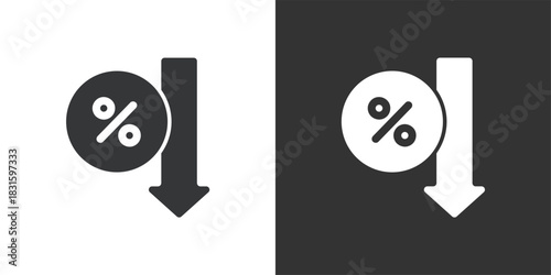 Percentage Decrease icon. Solid glyph series icon