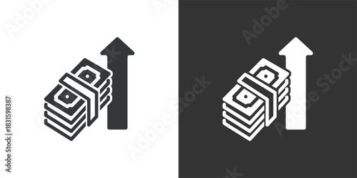 Cash Increase icon. Solid glyph series icon