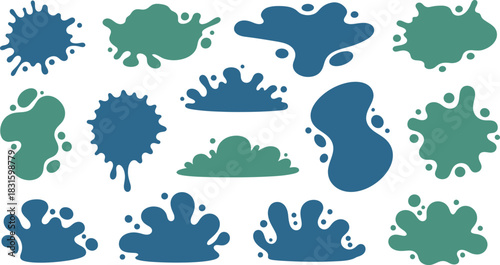 Water drops, black sea ocean waves stencil. Liquid elements, cry droplet icons vector set. Ink, sauce, river isolated splashes