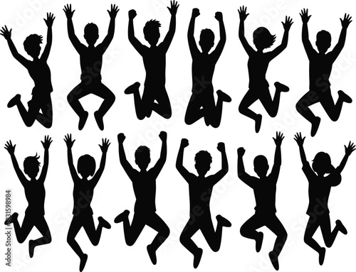 Children jumping silhouette