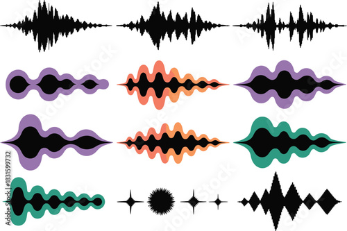 Waveform audio visualization set