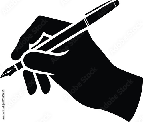 Hand holding pen icon