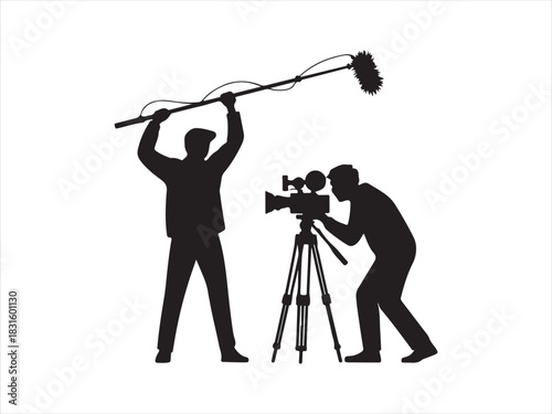 Film Crew Silhouette | Cameraman and Boom Operator Icon
