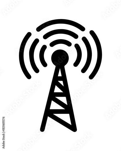 Modern cellular tower icon for broadcasting signal and wireless technology