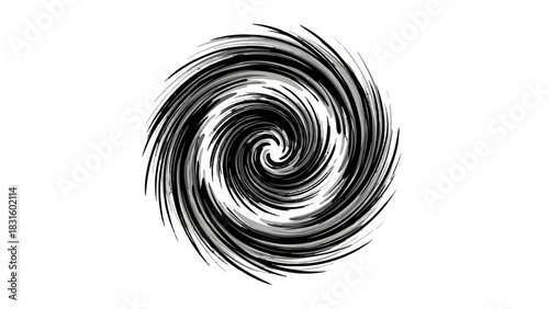Abstract black and white spiral design with a vortex effect, creating a sense of motion and depth.