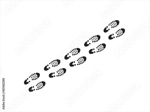 Footprint Trail Silhouette | Walking Shoe Print Path Illustration | Footsteps Track Vector Design