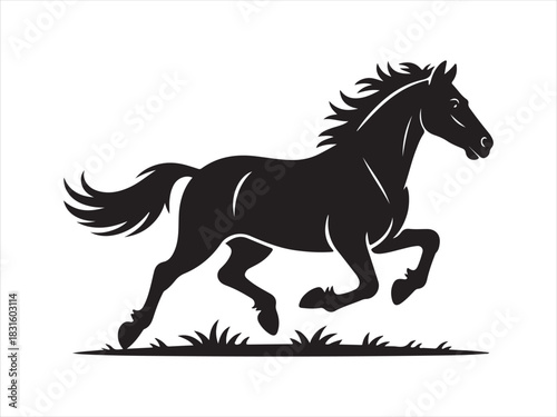 Running Horse Silhouette Vector Illustration – Wild Animal Graphic Art