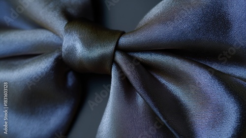 Close-up of a dark blue fabric with a knot tied in the center. the fabric appears to be made of a silky or satin-like material, with a smooth texture and a subtle sheen.