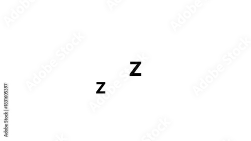 Moving zzz letters animated user interface element on dark background.Sleeping zzz on a white screen. Sleep concept. 4K animation. . 4k video animation