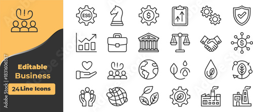 Business and finance line icons collection vector