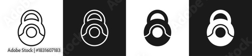 Kettlebell Line N Glyph Icon Style In White And Black Background