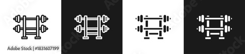 Squat Rack Line N Glyph Icon Style In White And Black Background