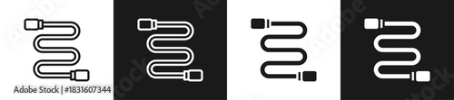 Jump Rope Line N Glyph Icon Style In White And Black Background