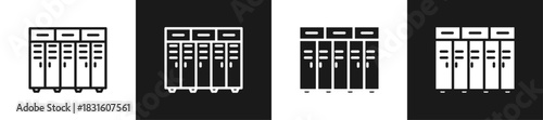 Locker Room Line N Glyph Icon Style In White And Black Background