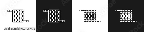 Battle Rope Line N Glyph Icon Style In White And Black Background
