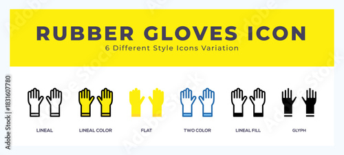 Rubber gloves icon set. vector illustration.