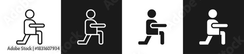 Stretching Line N Glyph Icon Style In White And Black Background