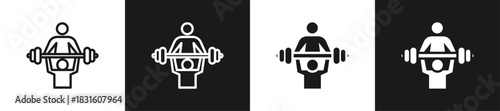 Personal Trainer Line N Glyph Icon Style In White And Black Background