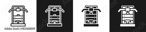 Lat Pulldown Line N Glyph Icon Style In White And Black Background