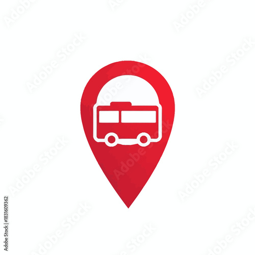 Red Bus Location Pin Icon, map pointer icons