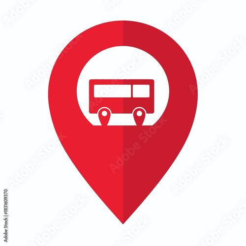 Red Bus Location Pin Icon, map pointer icons