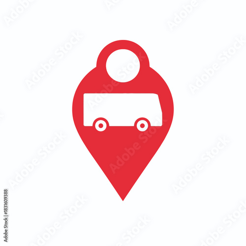 Red Bus Location Pin Icon, map pointer icons