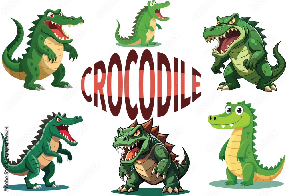 Naklejka premium Crocodiles in various poses