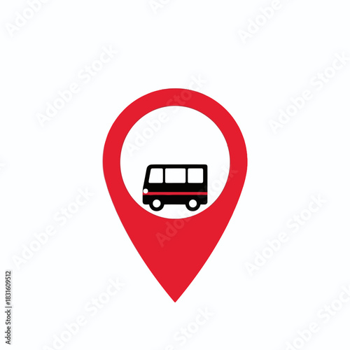 Red Bus Location Pin Icon, map pointer icons