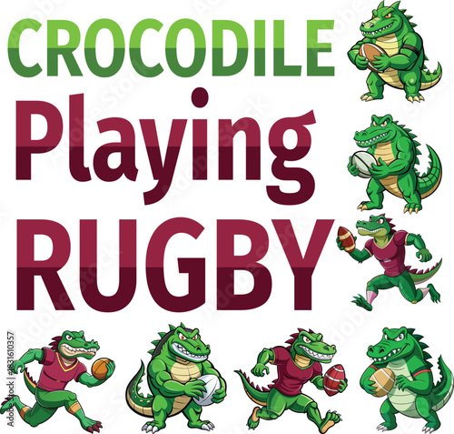 Crocodile Playing Rugby Characters Animated Action Figures
