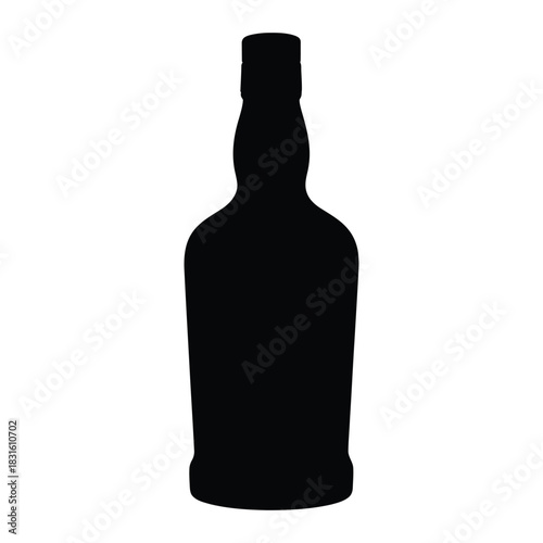 Whiskey bottle with cork stopper Vector, Silhouette, Illustration