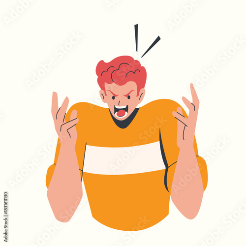 Mad People Feeling Anger a man expressing sudden irritation as emotions escalate unexpectedly illustration
