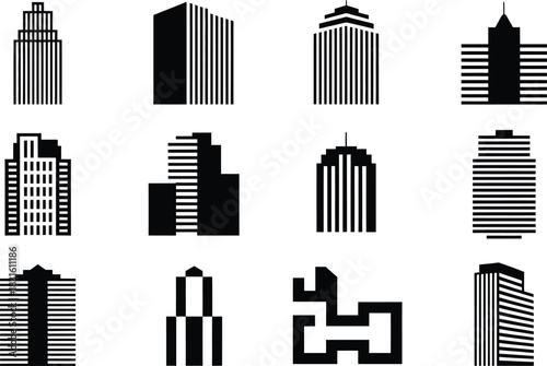 Building abstract city icons collection