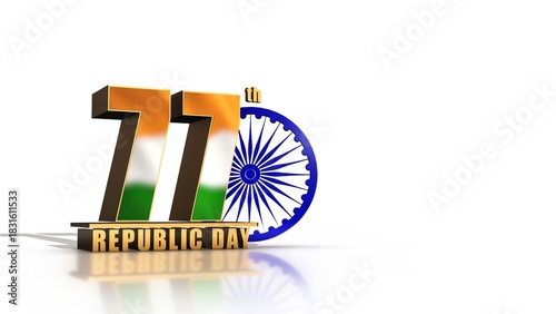 77th Republic Day 3D Text with Ashoka Chakra