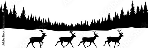 Eagles Over Mountain Ridge Vector Black