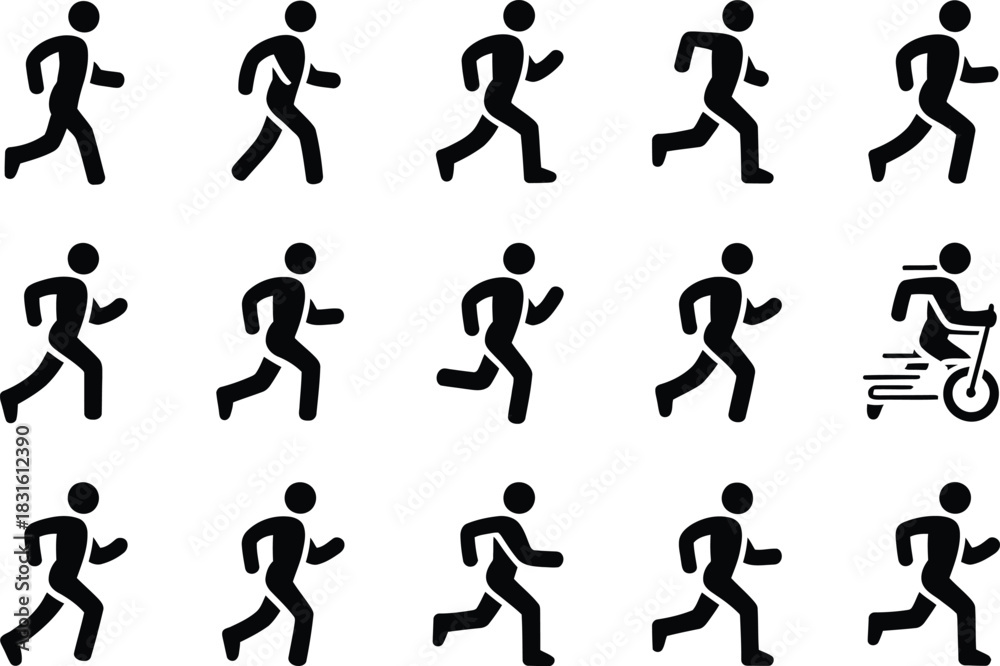 Naklejka premium Running and jogging pictogram set