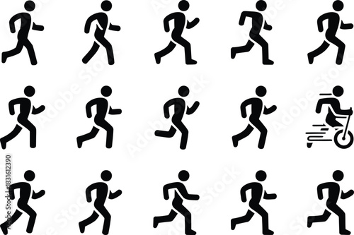 Running and jogging pictogram set