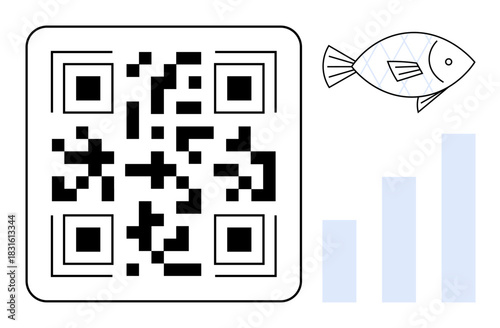 QR code concept. QR codes facilitate digital links and data sharing. QR technology supports tracking, analytics, and user interactions. Perfect for marketing, tech, data analysis, logistics