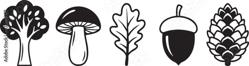 Healthy Food and Balanced Diet Meal Ingredients Vector Icon Set