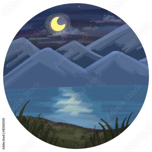 Handdrawn Nighttime Illustration⁠
