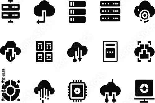 Cloud technology server icons
