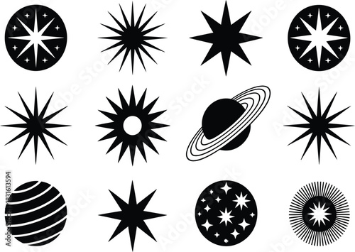 Star and celestial vector icons