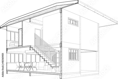 3D illustration of building structure