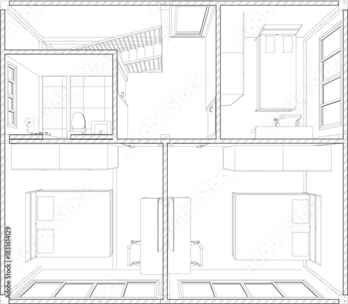 3D illustration of building structure