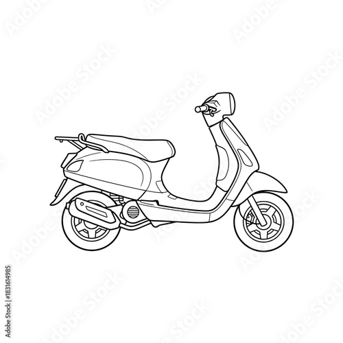 Elegant scooter cutout on black backdrop