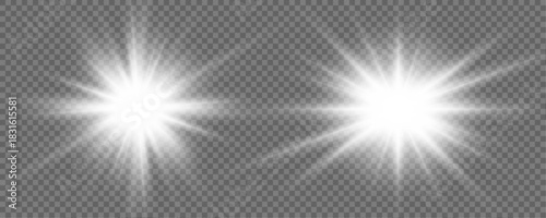 White starlight shimmer with radiant halo, glitter particles, and glowing lens flare. Perfect for mystical, cosmic, or holiday illustrations. Transparent background enhances flexibility.